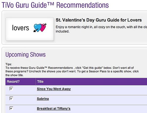 Geek Tip: TiVo Guru Guide For Valentine's Day