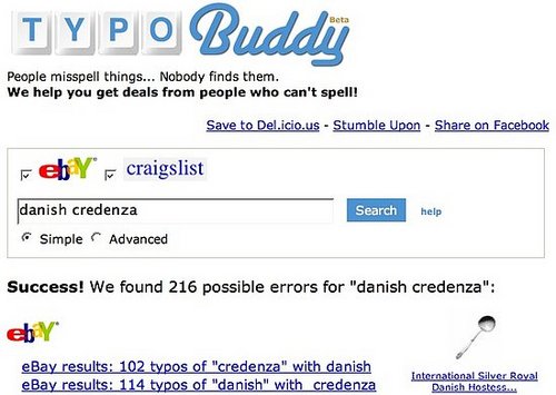 TypoBuddy Finds Misspelled Items on Craigslist and eBay