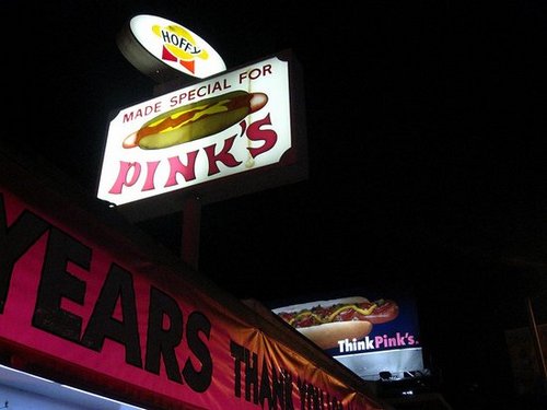 I like that there's a giant billboard behind the building, just in case you missed the large neon sign and bright pink banner.
I like that there's a giant billboard behind the building, just in case you missed the large neon sign and bright pink banner.