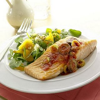 Fast & Easy Dinner: Broiled Salmon with Olive Tomato Vinaigrette