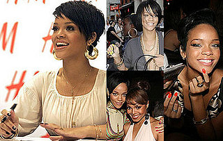 Rihanna's Pink, Orange, Yellow and Black Nail Polish