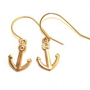 Gold Anchor Ear Wires by Jennifer Kaufman