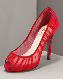 Christian Louboutin Crepe Satin Peep-Toe Pump -  Christian Louboutin -  Neiman Marcus