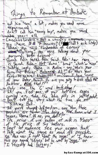 John McCain's Debate Reminders to Himself