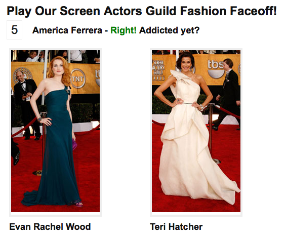 Play Our Screen Actors Guild Fashion Faceoff! Play Our Screen Actors Guild Fashion Faceoff!