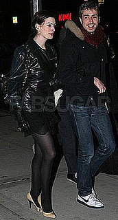 Photos of Anne Hathaway In A Black Mini Skirt In NYC