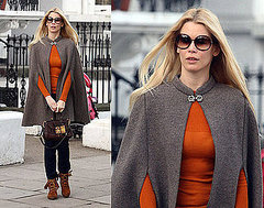 Claudia Schiffer in London Wearing a Cape and Moccasins Claudia Schiffer in London Wearing a Cape and Moccasins