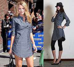 Blake Lively Wears Alpinestars Chambray Shirtdress to The Late Show With David Letterman