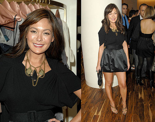 Lindsay Price Attends 2nd Annual H.E.L.P. Malawi Fundraising Event in Black Satin Skirt and Bib Necklace