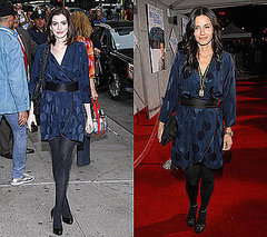 Courteney Cox and Anne Hathaway Both Wear Marc Jacobs' Navy Wrap Dress Courteney Cox and Anne Hathaway Both Wear Marc Jacobs' Navy Wrap Dress