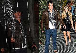 Photos of Fergie and Josh Duhamel at Their Joint Bachelor/Bachelorette Party in Santa Monica, Josh Spraying Paparazzi With Hose