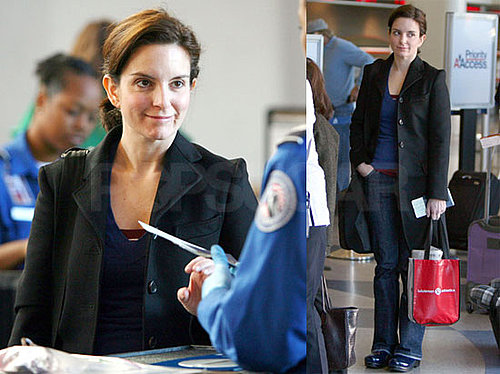 Photos of Golden Globe Winner Tina Fey at LAX
