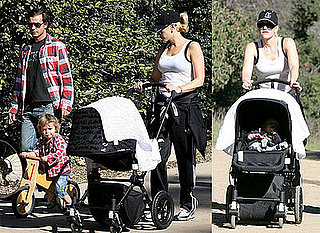 Gwen and Gavin Walk While Kingston and Zuma Ride