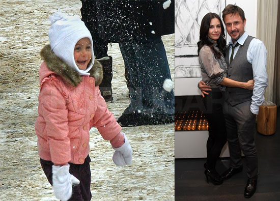 Courteney Cox Playing with Coco in the Snow