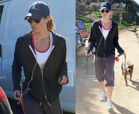 Jessica Biel Walking Her Dog