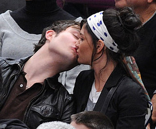Photos of Ed Westwick and Jessica Szohr Kissing at Knicks-Lakers Game in NYC