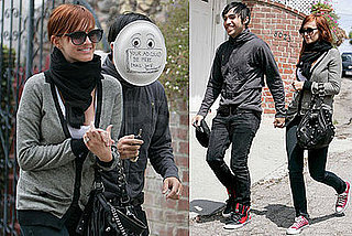 Pete Wentz Covers His Face With a Paper Plate
