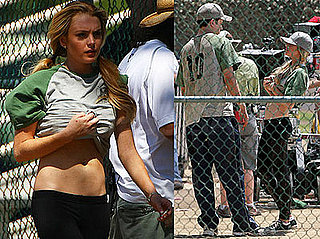 Lindsay Lohan Shows Off Her Toned Abs On the Set of Labor Pains