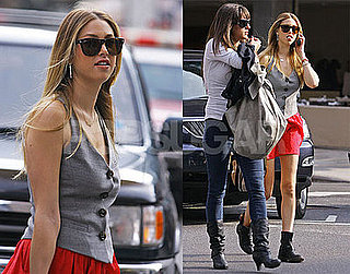 Photos of Whitney Port in Soho Wearing a Whitney Eve Red Skirt From Her Collection
