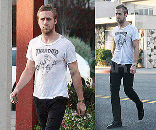 Photos of Ryan Gosling Wearing a T-Shirt With a Giant Hole