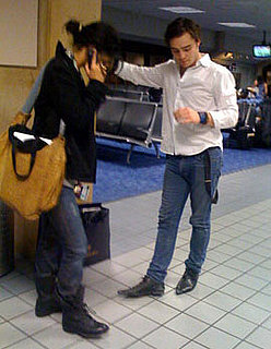 Photo of Ed Westwick and Jessica Szohr at Dallas Airport