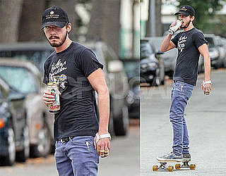 Photos of Shia LaBeouf Riding a Skateboard in LA