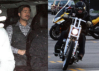 Photos of Brad Pitt on Motorcycle and in Car in LA