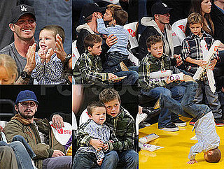 Photos of Cruz Beckham Breakdancing at Lakers Game with Romeo, Brooklyn, David