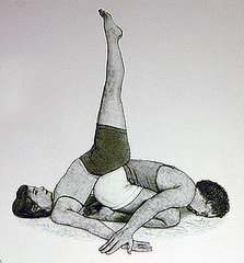 Partner Yoga Pose: Supported Shoulderstand Child's Pose