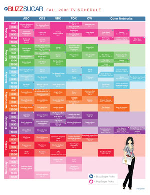 Printable Fall 2008 TV Calendar