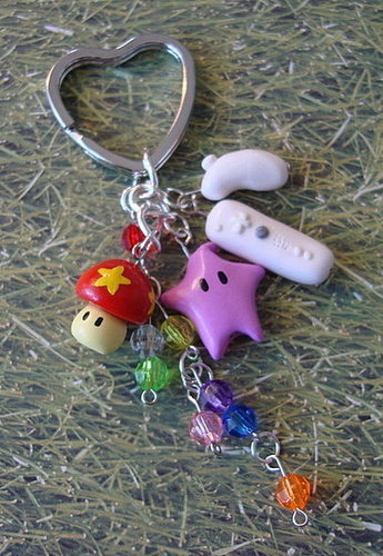 Super Mario Galaxy Keychain and Charm Bracelet 