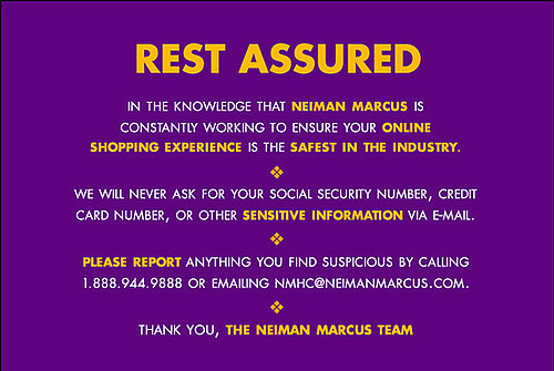 Neiman Marcus Emails Its Customers with Security Assurance about Online Shopping with Them