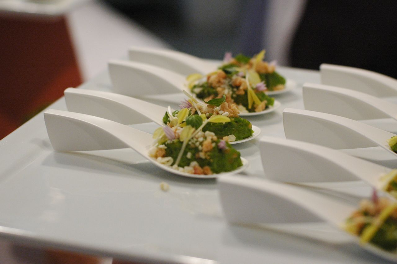 Jeremy Fox's pea, mint, white chocolate, and macadamia nut concoction, Jeremy Fox's pea, mint, white chocolate, and macadamia nut concoction,