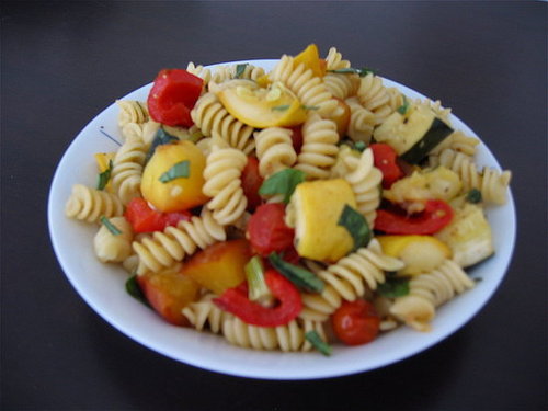 Pasta With Roasted Vegetables and Peaches Pasta With Roasted Vegetables and Peaches