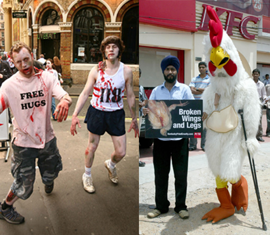 PETA Leads Zombie Protest Outside Manhattan KFC PETA Leads Zombie Protest Outside Manhattan KFC