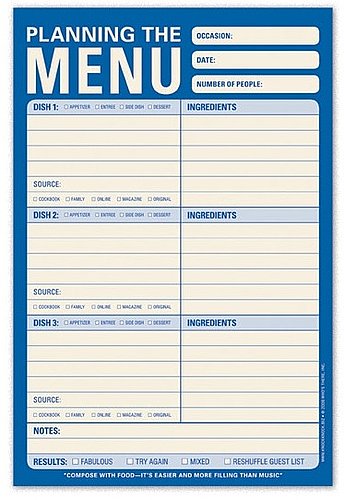 Menu Planning Pad Menu Planning Pad