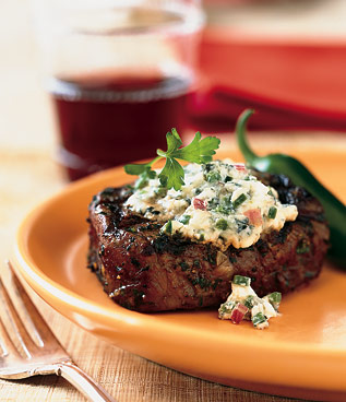 Sunday BBQ: Grilled Steaks with Blue Cheese and Chiles Sunday BBQ: Grilled Steaks with Blue Cheese and Chiles