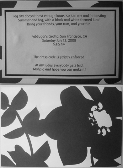Come Party With Me: Black and White Luau — Invite Come Party With Me: Black and White Luau — Invite