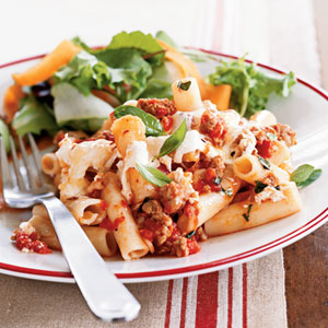 Fast & Easy Dinner: Baked Pasta With Sausage, Tomatoes, and Cheese