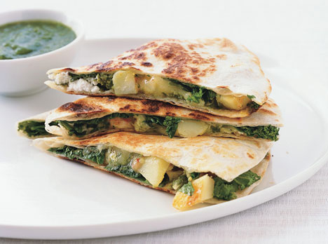 Fast & Easy Dinner: Potato, Greens, and Goat Cheese Quesadillas Fast & Easy Dinner: Potato, Greens, and Goat Cheese Quesadillas