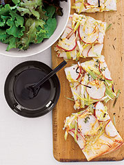 Fast & Easy Dinner: Potato and Leek Flat Bread With Greens