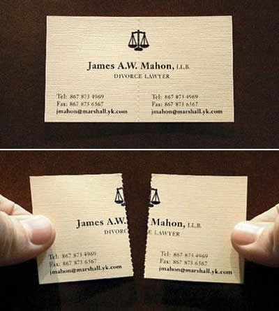 Business card from a divorce lawyer. Business card from a divorce lawyer.