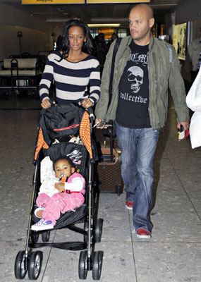 Mel B and Stephen Push Angel Through LAX Mel B and Stephen Push Angel Through LAX