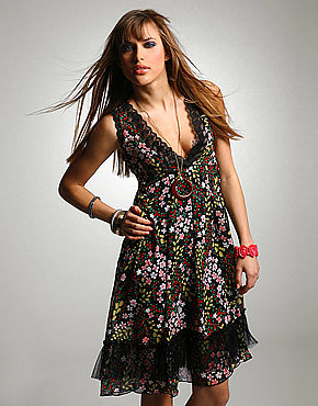 Mina Floral Print Layered Frill Hem Dress 