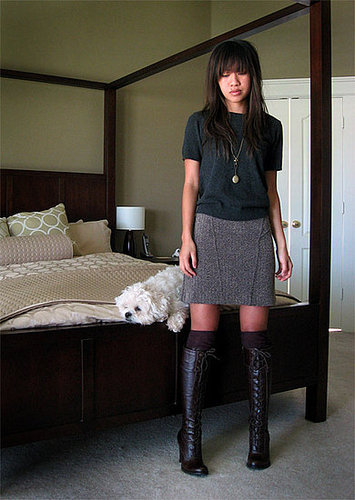 skirt and boots