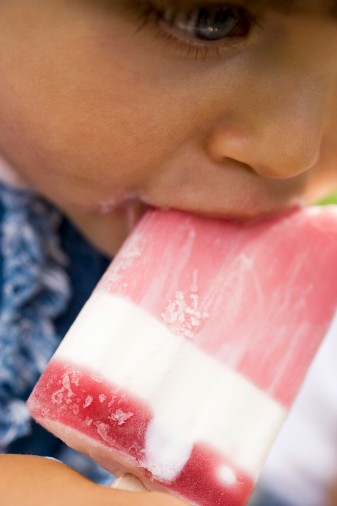 Make Red and Blue Yogurt Popsicles