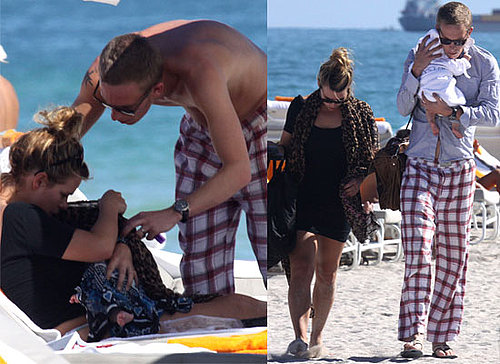 Photos Of Billie Piper On The Beach, Laurence Fox Shirtless And Baby Winston James Fox In Miami