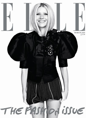 March 2009 Cover of Elle UK Magazine  "The Fashion Issue" Featuring Gwyneth Paltrow Plus Interview Excerpts