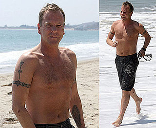 Photos Of Shirtless Kiefer Sutherland Running On Malibu Beach