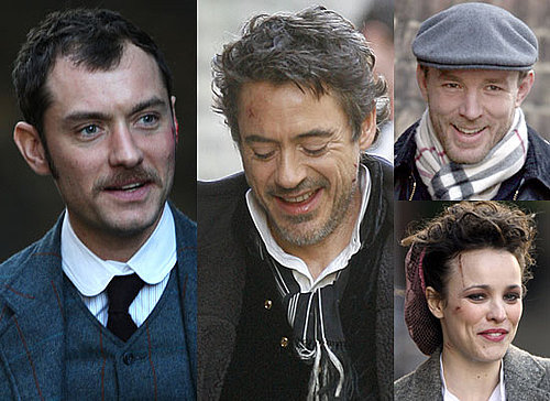 Photos of Jude Law, Robert Downey Jr, Guy Ritchie and Rachel McAdams Filming Sherlock Holmes